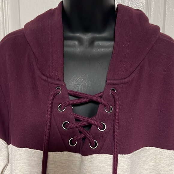 REFLEX 🥶 COTTON BLEND LACE-UP “LOVE” KANGAROO POCKET HOODED SWEATSHIRT Women 2X - Picture 4 of 7